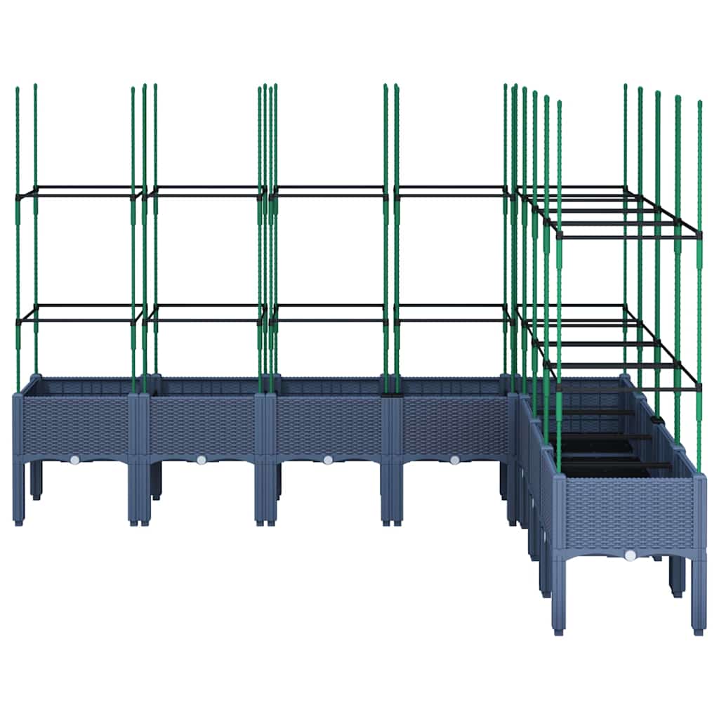 Vidaxl plantenbak met latwerk 200x160x142,5 cm polypropeen blauwgrijs