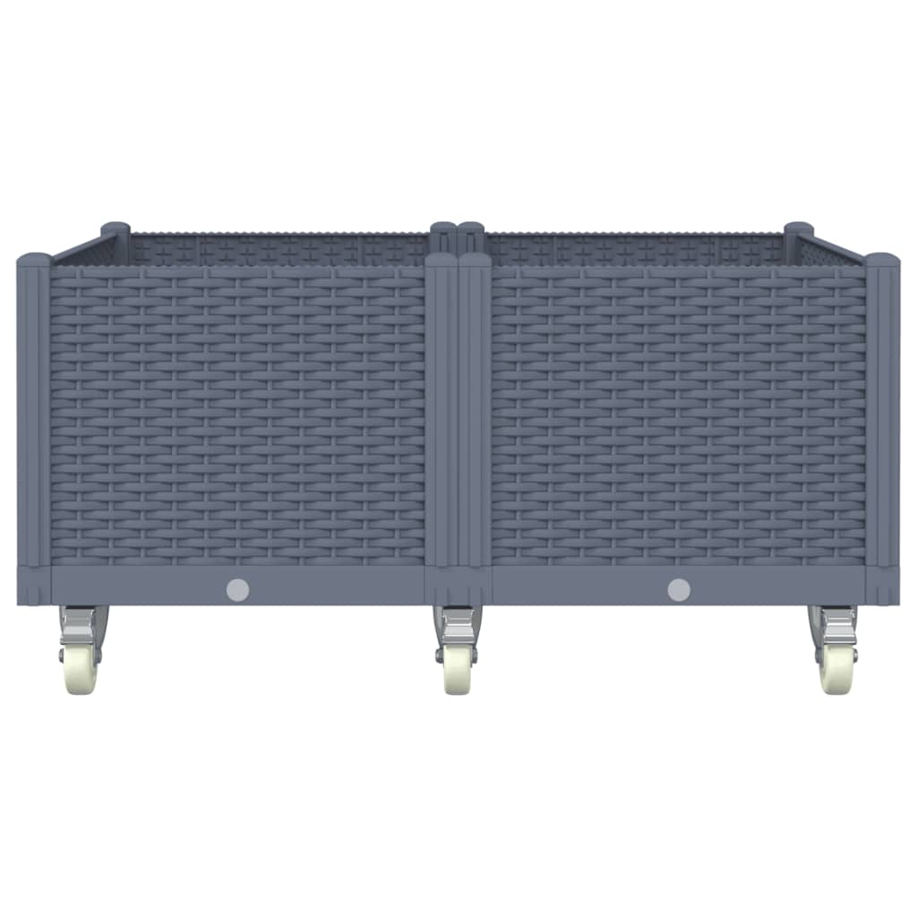 Vidaxl fioriera con ruote 100x80x54 cm grigio polipropene