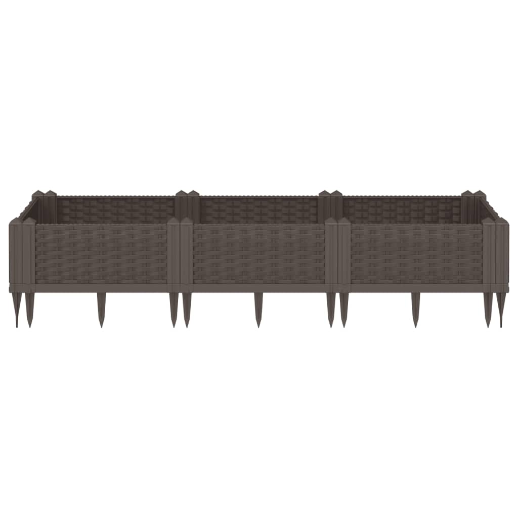 Caja de planificación Vidaxl con pines 125x40x28.5 cm Polypropene Brown