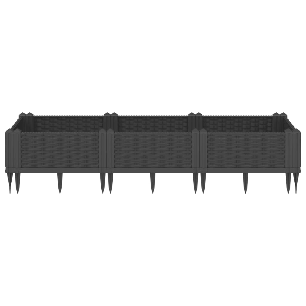 Vidaxl Planning Box con pines 125x40x28.5 cm Polypropene Negro