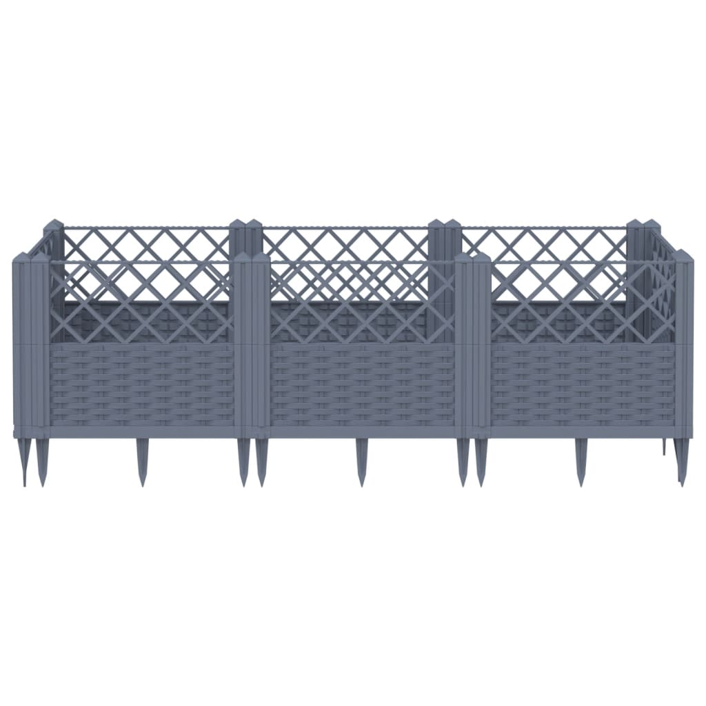Vidaxl fioriera con pins 123.5x43.5x43.5 cm grigio polipropene