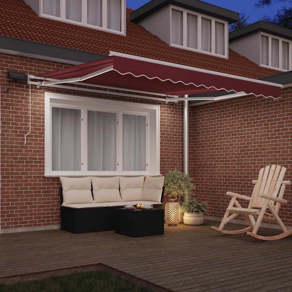 Tenda Vidaxx estensibile manualmente con LED 300x250 cm rosso bordeaux