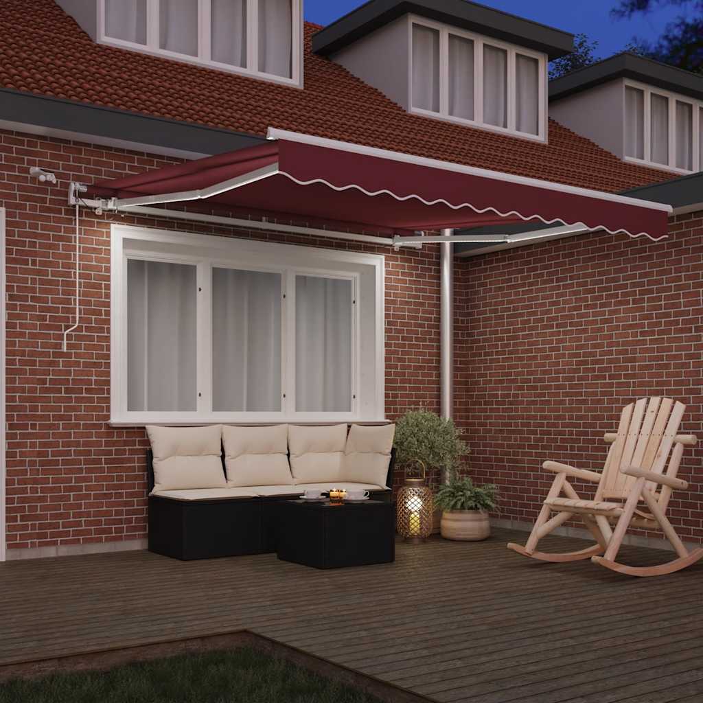 Tenda Vidaxx estensibile automaticamente con LED 300x250 cm rosso bordeaux