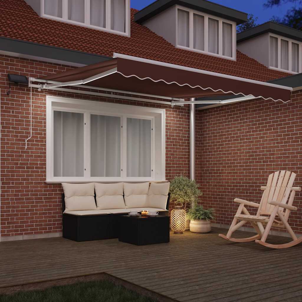 Toldo vidaxx extensible manualmente con LEDs 300x250 cm marrón