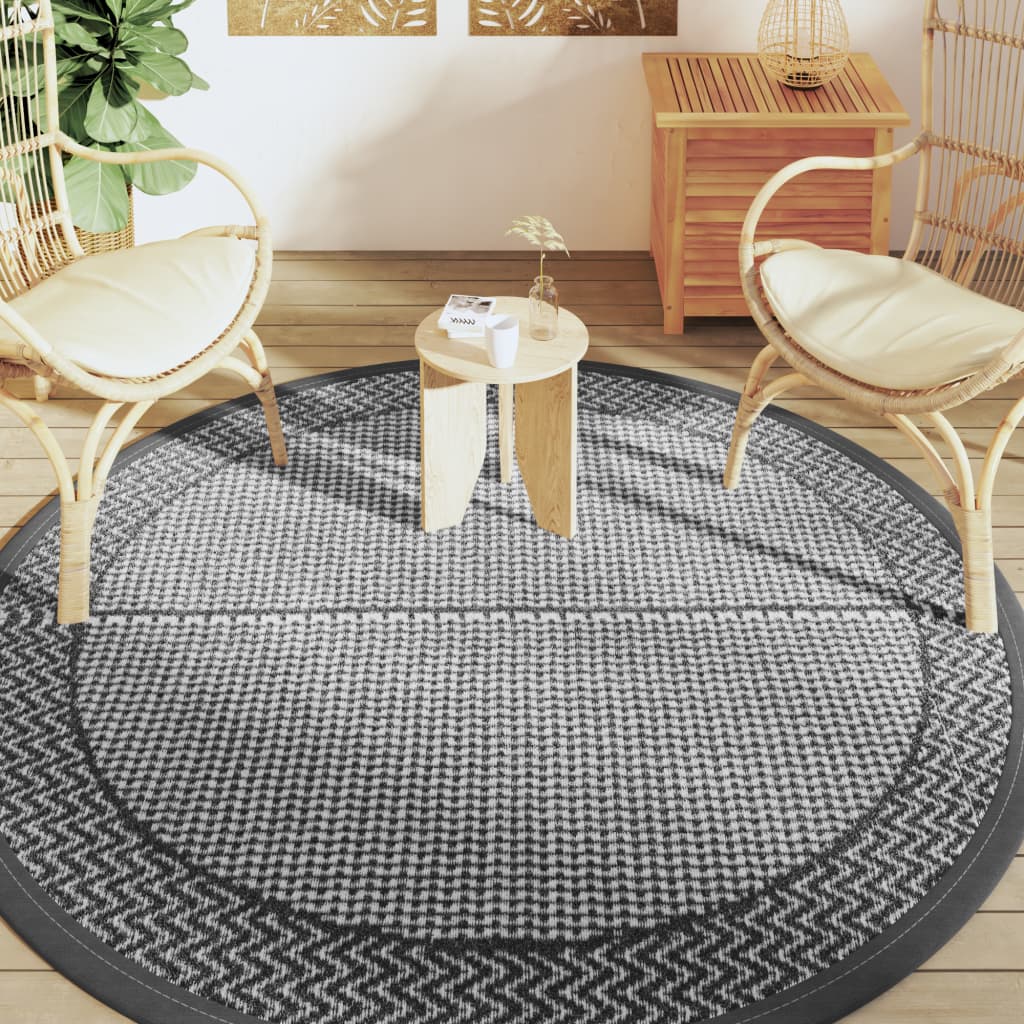 Vidaxl fuori tappeto Ø 200 cm in polipropene grigio