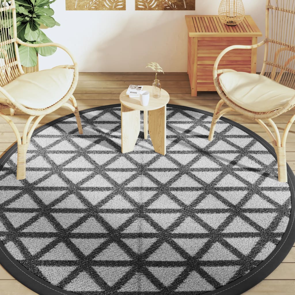Alfombra al aire libre de Vidaxl Ø 200 cm de polipropeno negro