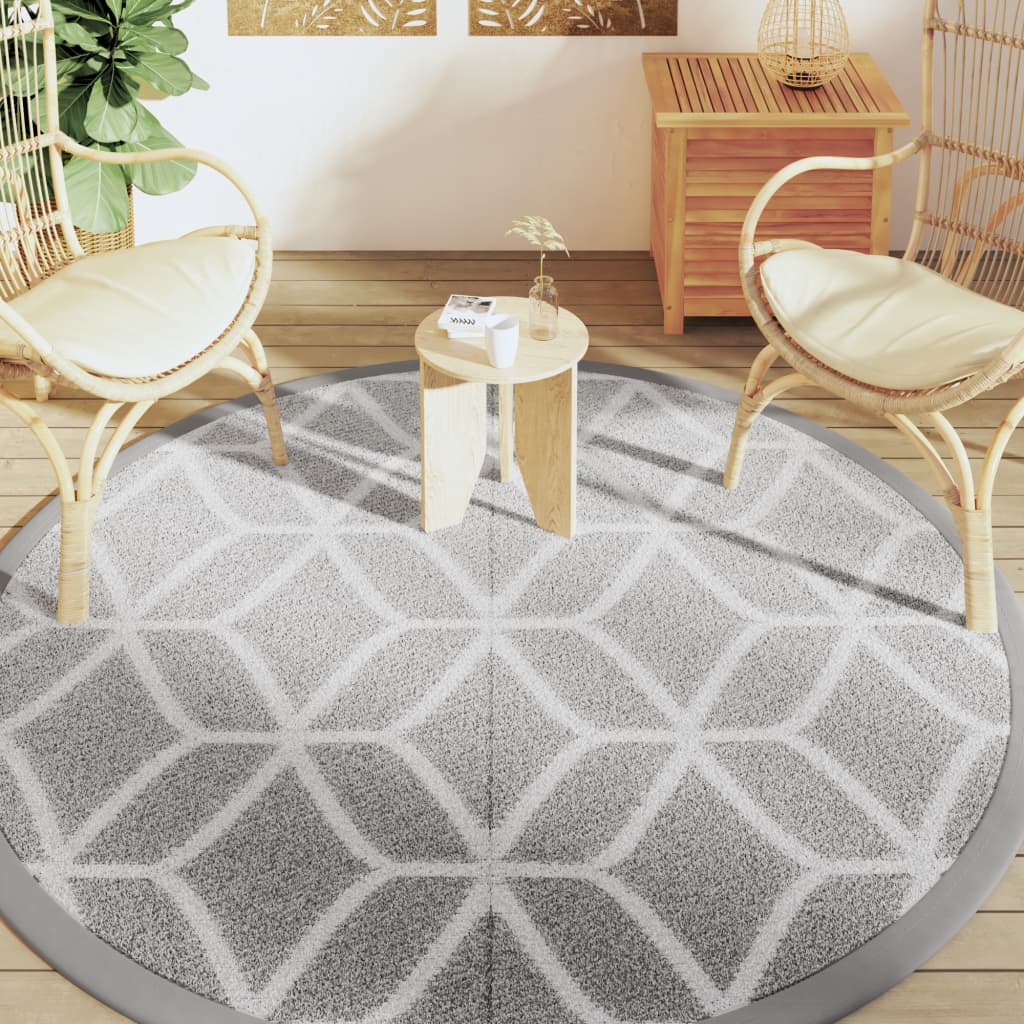 Vidaxl fuori tappeto Ø 200 cm in polipropene grigio