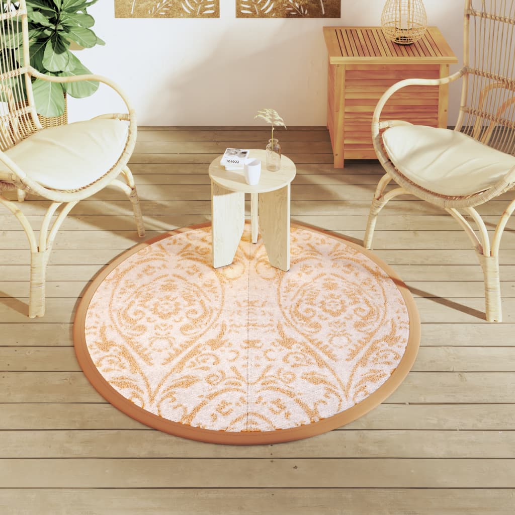 Vidaxl Outside Rug Ø120 cm Polipropeno Naranja y blanco