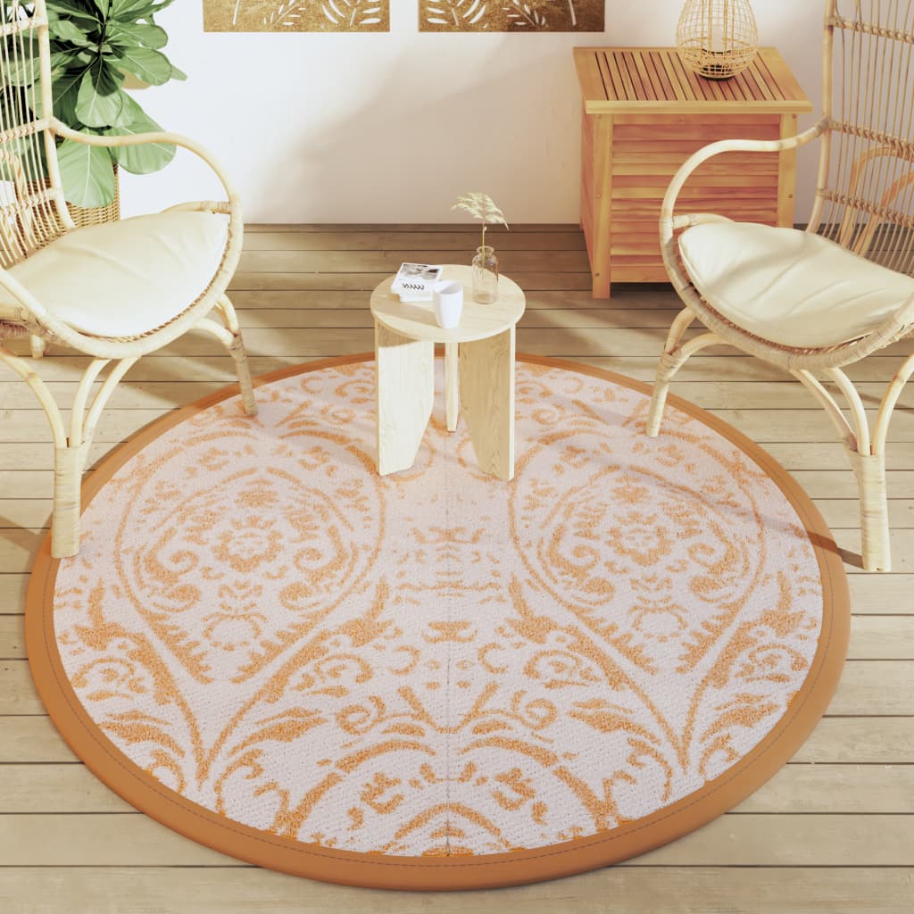 Vidaxl Extern Rug Ø160 cm Polypropene Arancione e bianco