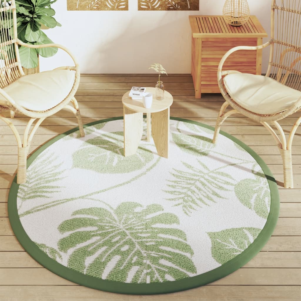 Vidaxl Fuera de la alfombra exterior Ø 160 cm de polipropeno verde