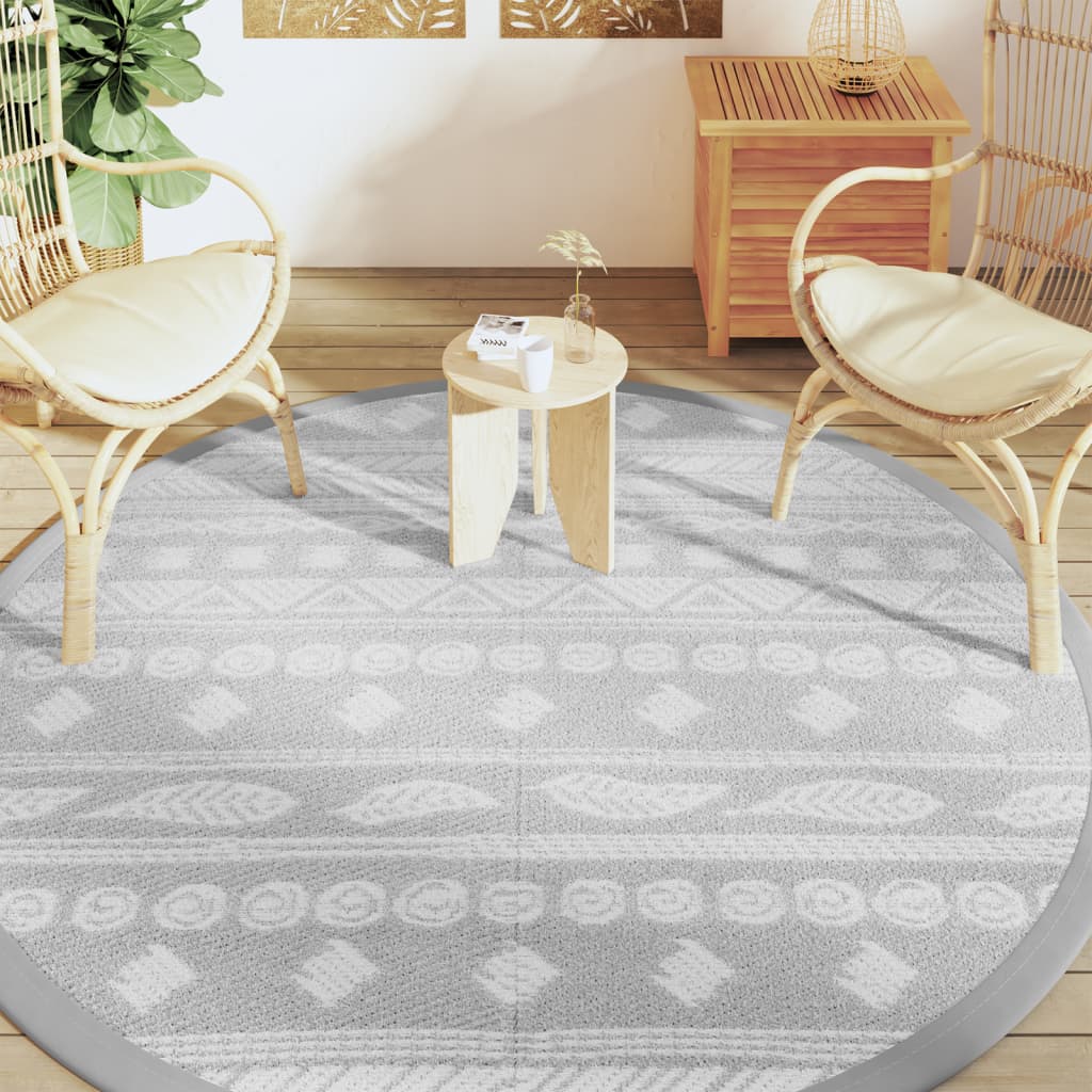 Vidaxl fuori tappeto Ø 200 cm in polipropene grigio