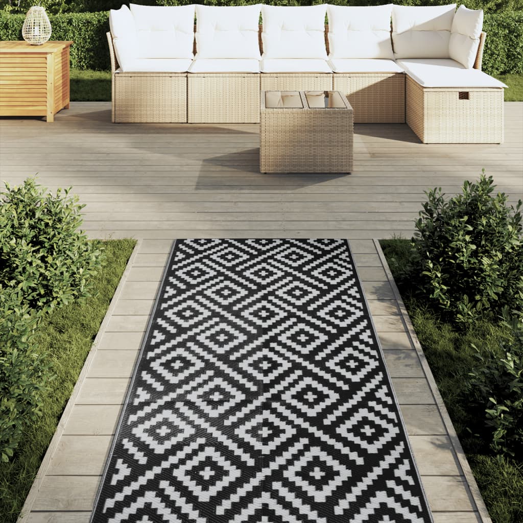 Vidaxx alfombra de exterior arakil 80x250 cm polipropileno blanco y negro