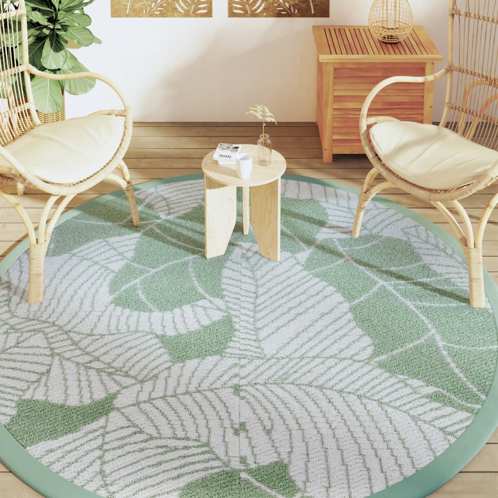 Vidaxl Fuera exterior de la alfombra Ø200 cm Polypropene Green