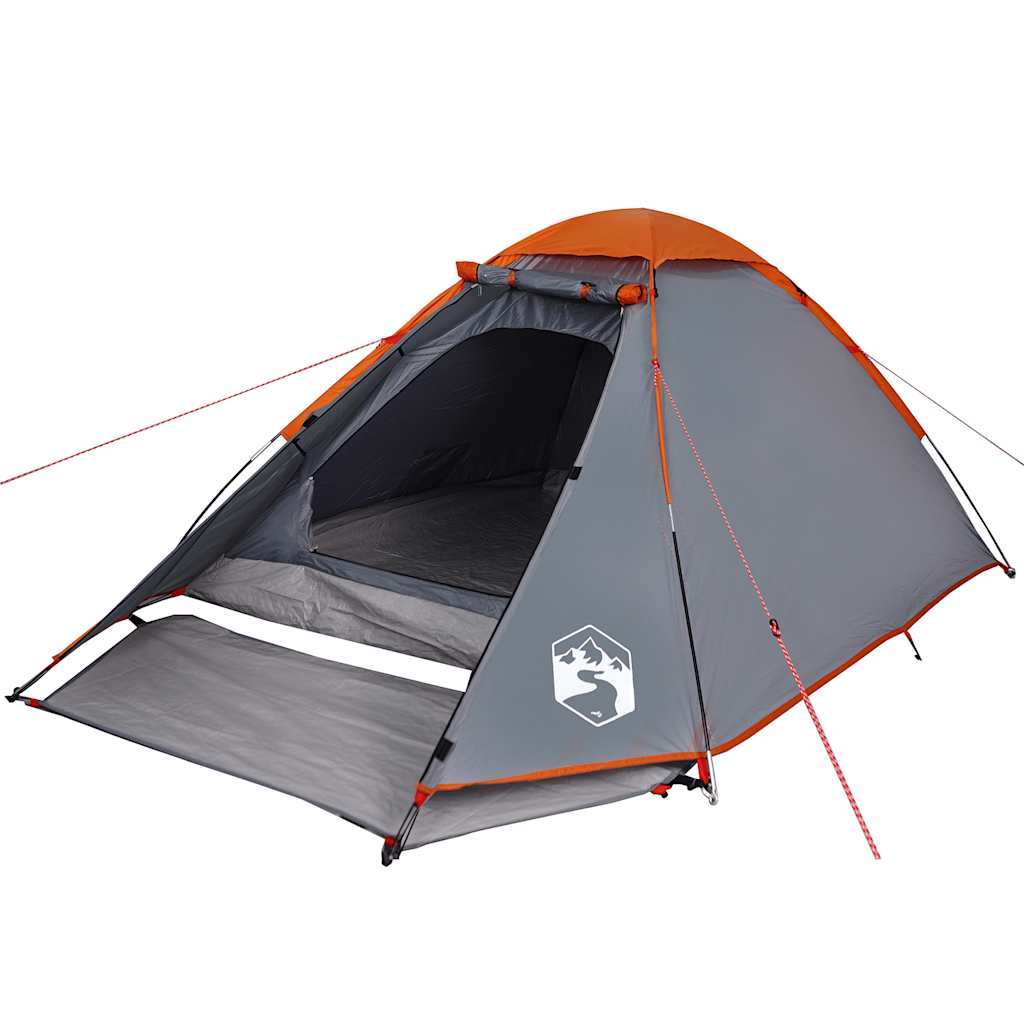 Vidaxl Dome Tenda per 2 persone impermeabile grigio e arancione