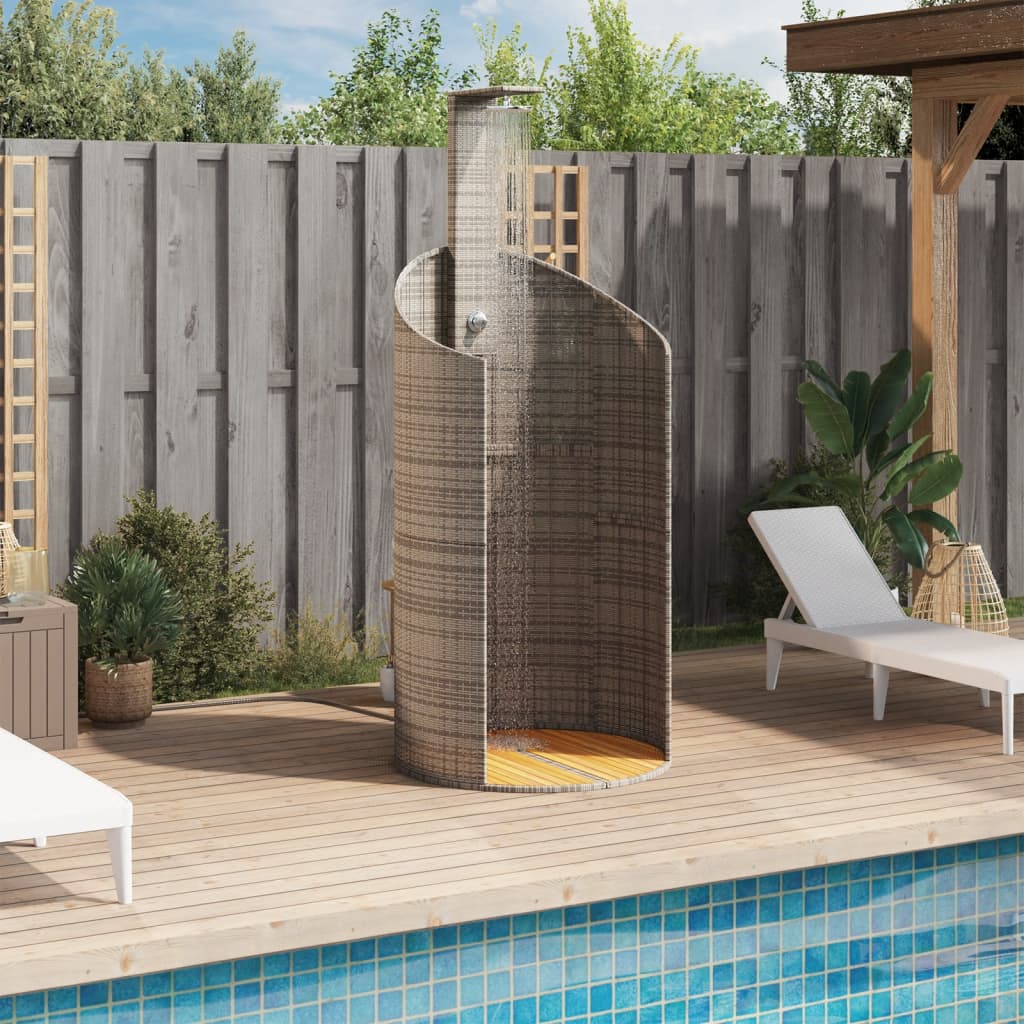 Vidaxl Shower Outdoor 100x100x241.5 cm Poly Rattan e Acacia Grigio in legno