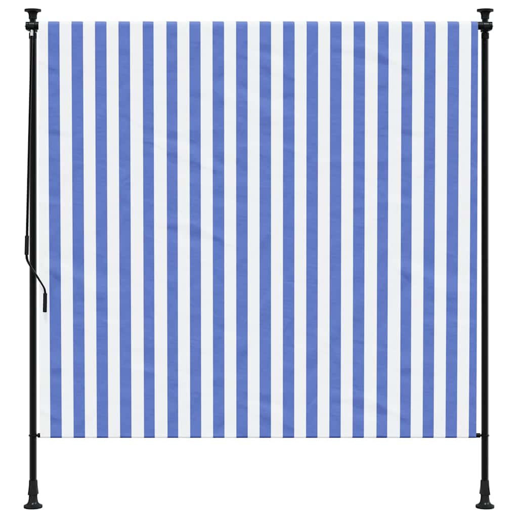 Vidaxl rullo cieco per tessuto esterno 150x270 cm e blu in acciaio e bianco