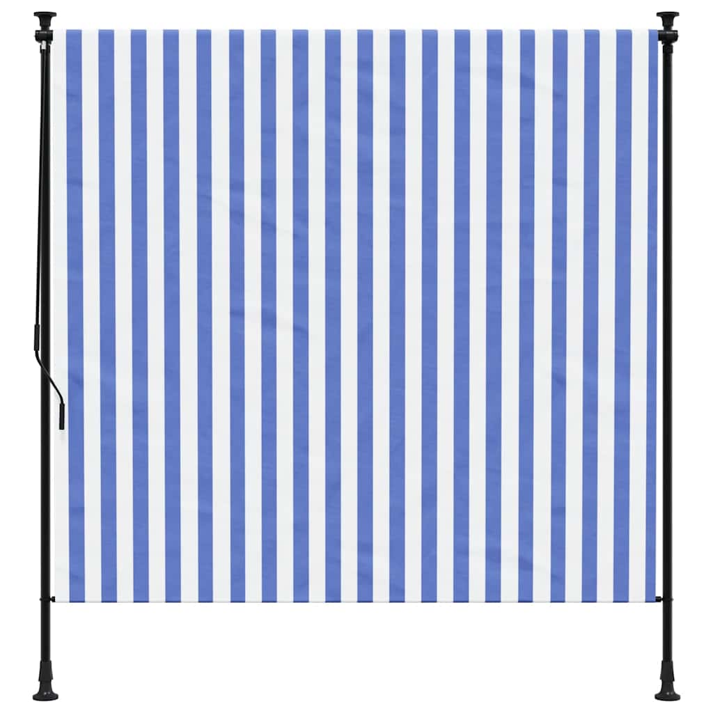 Vidaxl rullo cieco per tessuto esterno 200x270 cm e blu in acciaio e bianco