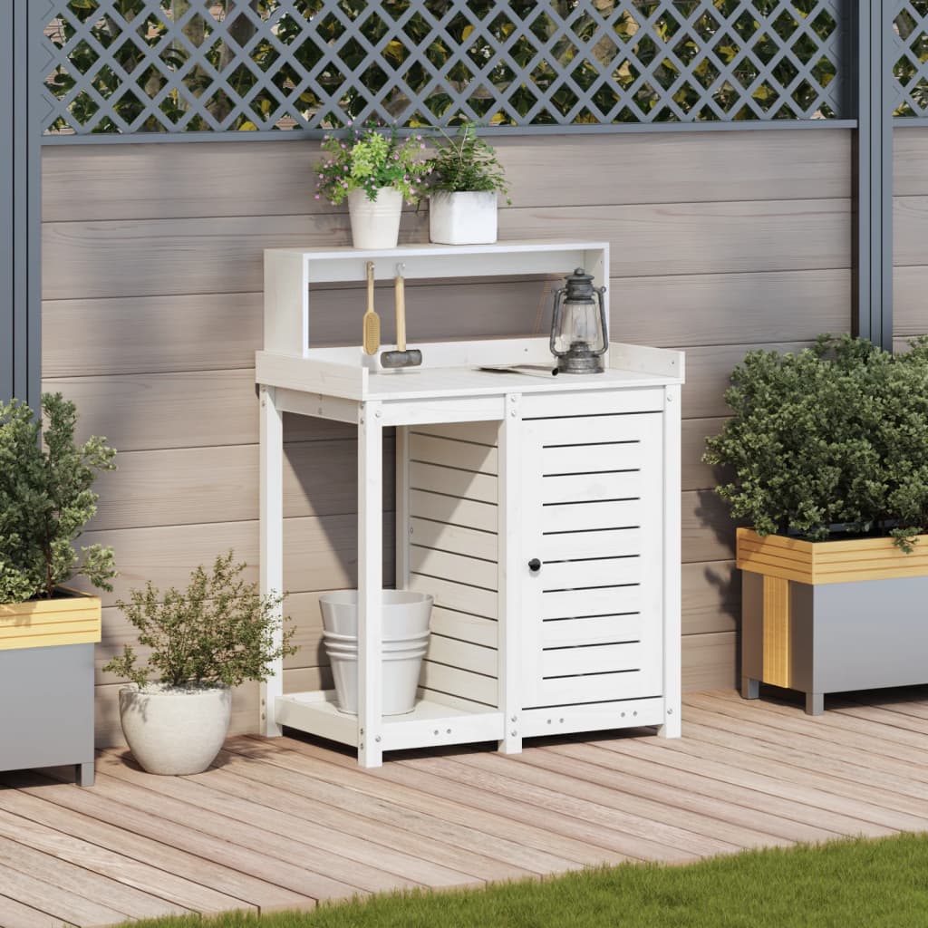 Vidaxl Botton Table con estantes 82.5x50x109.5 cm de pino sólido