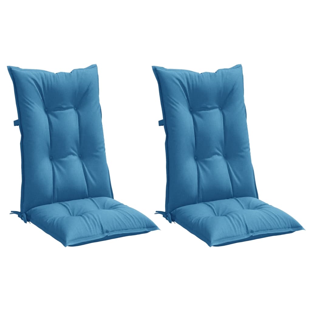 Cojines de silla Vidaxl 2 st alto trasero 120x50x7 cm de tela mixta azul