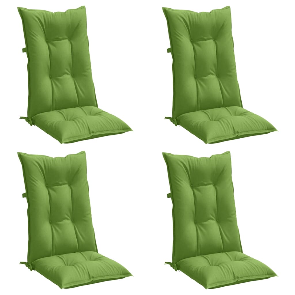 Cojines de silla Vidaxl 4 st alto en la parte posterior 120x50x7 cm de tela mixta verde