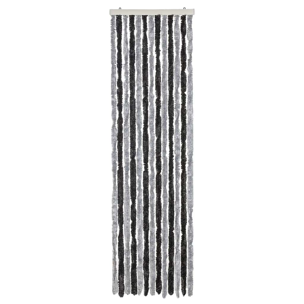 Vidaxl Fly Curtain 56x200 cm Chenille grigio e nero