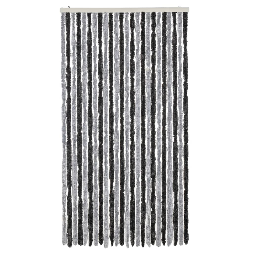 Vidaxl Fly Curtain 100x220 cm Chenille grigio e nero