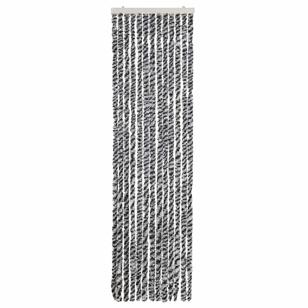 Vidaxl Fly Curtain 56x200 cm Chenille grigio e bianco e nero