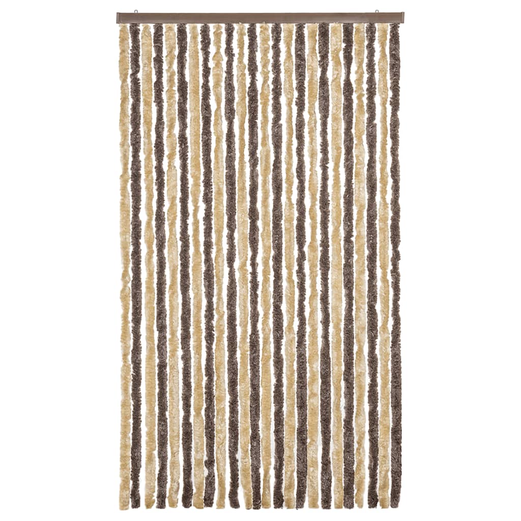 Vidaxl Fly Curtain 100x220 cm Chenille marrone scuro e beige