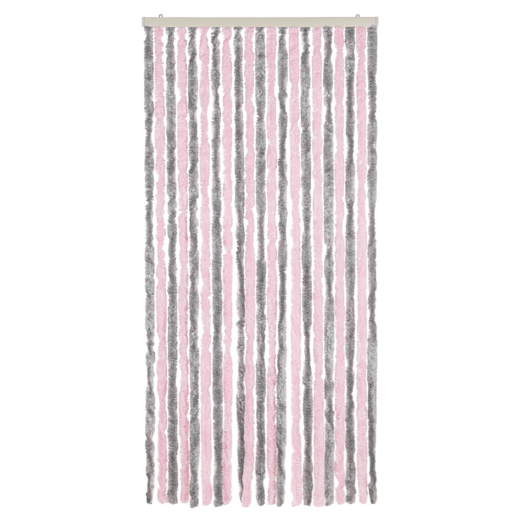 Vidaxl Fly Curtain 90x220 cm Chenille argento grigio e rosa