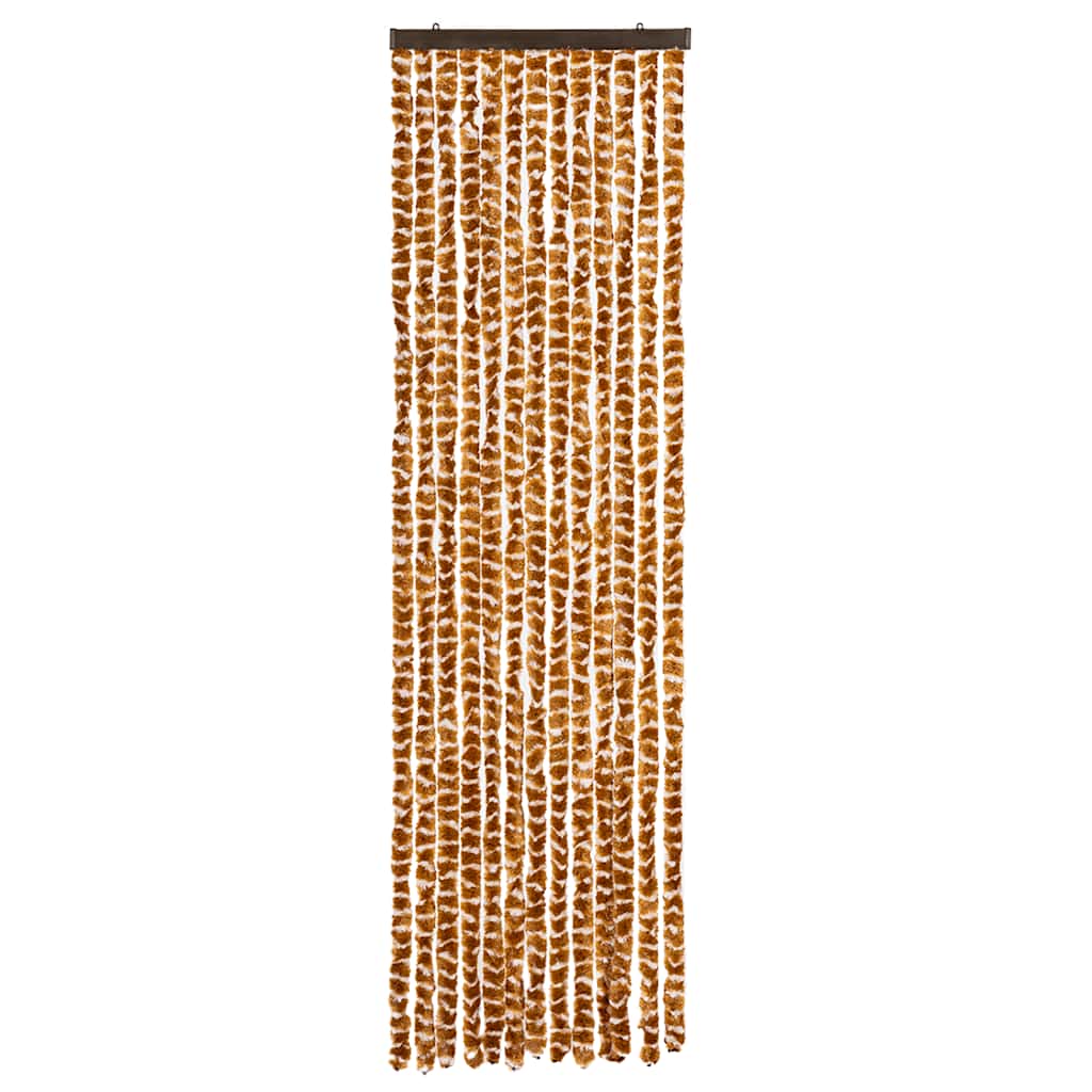 Vidaxl Fly Curtain 56x200 cm Chenille ocra e bianco