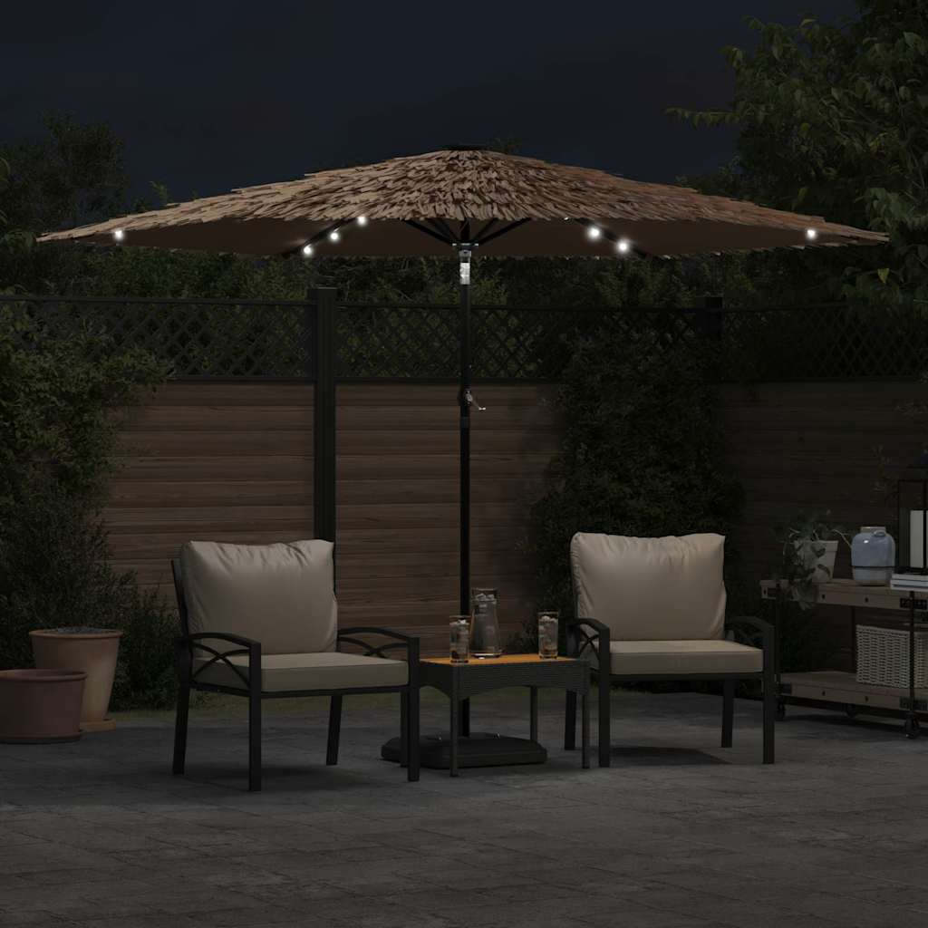 Vidaxl Parasol con LED e palo in acciaio 288x288x225 cm marrone