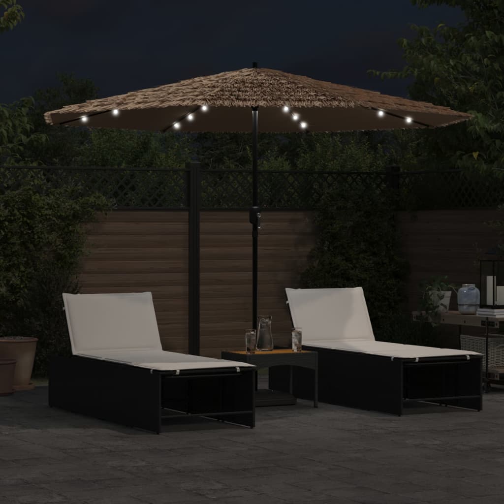 Vidaxl Parasol con LED e palo in acciaio 324x324x247 cm marrone