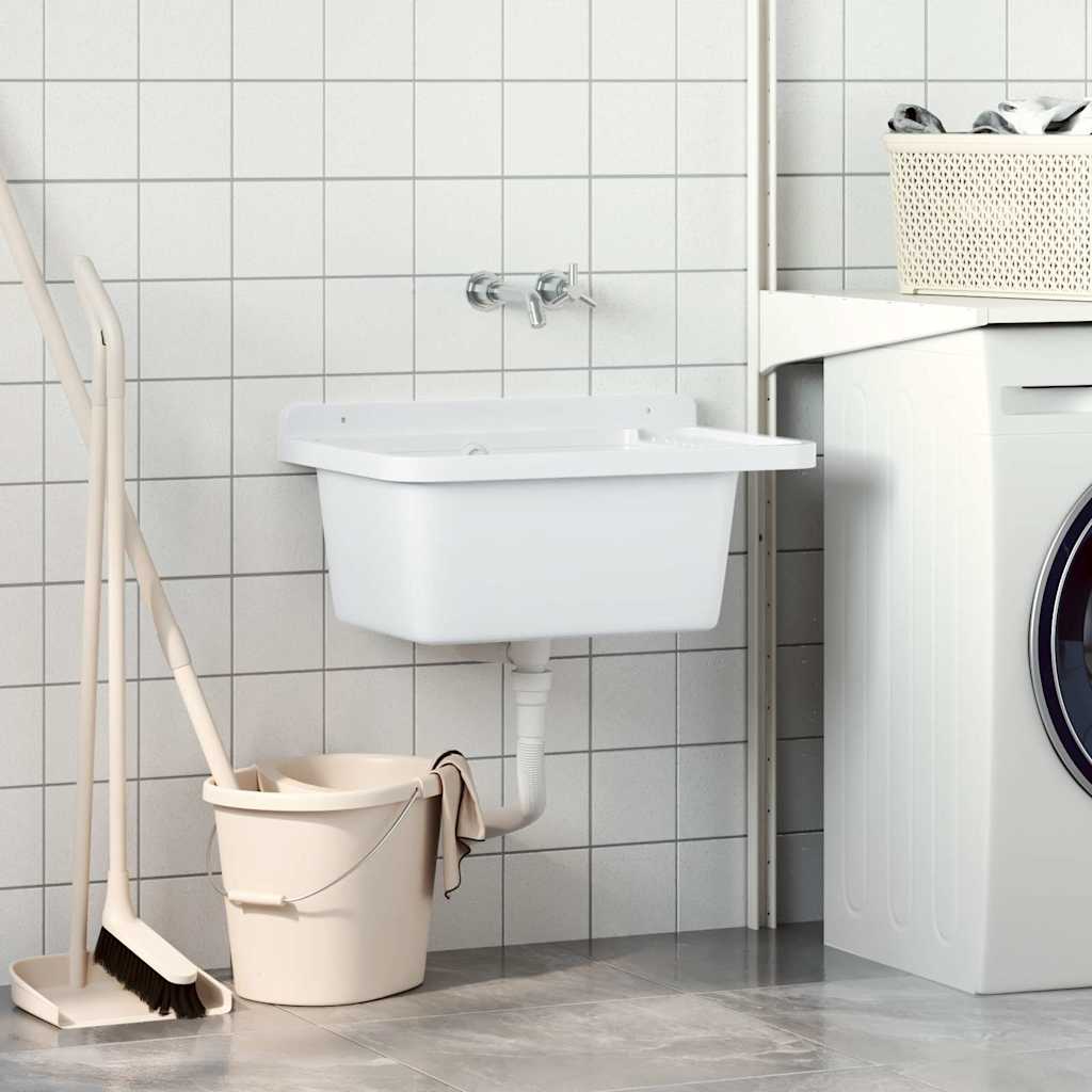 Vidaxl Sink Wall -montato 60x40x28 cm in resina bianca