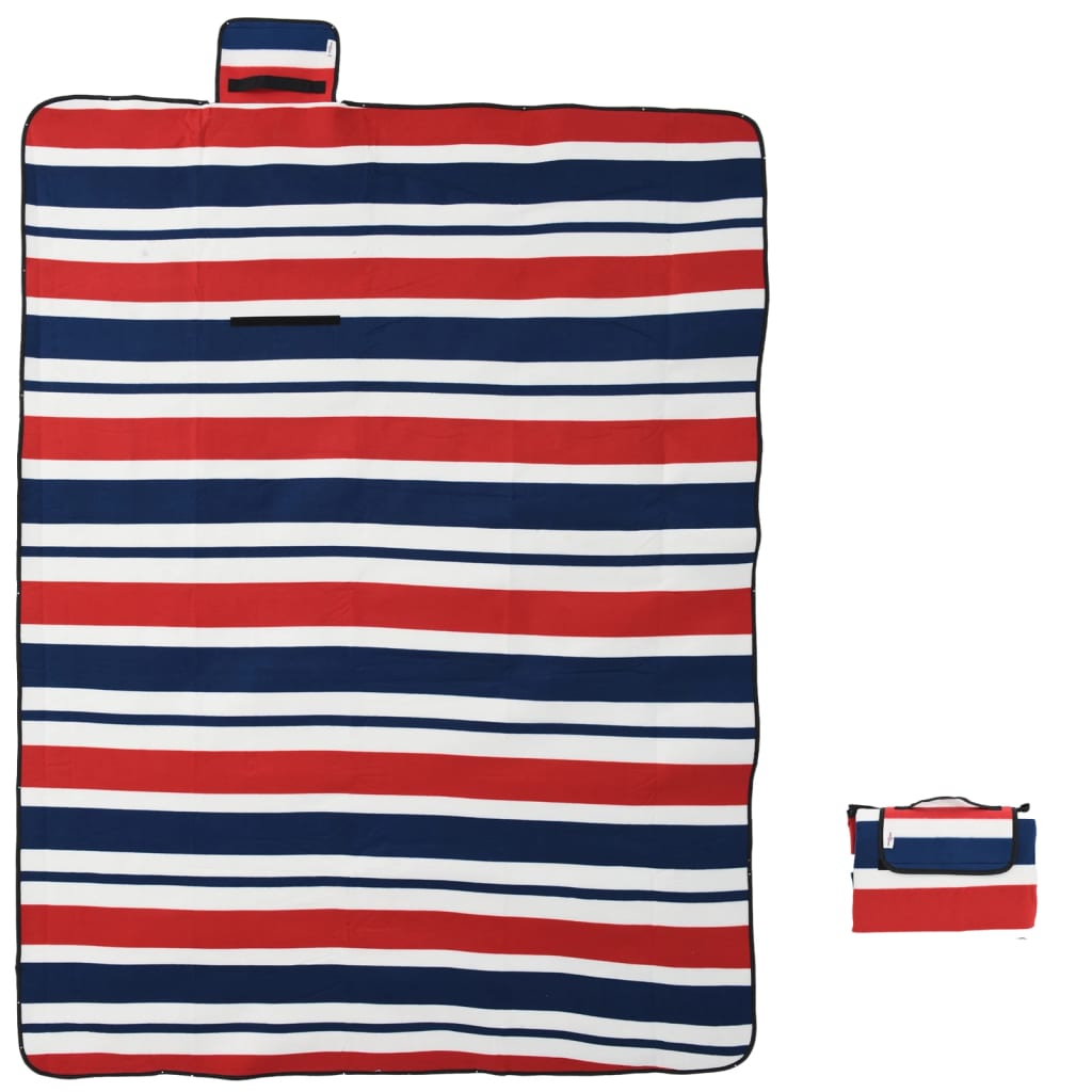Vidaxl tappeto picnic strisce pieghevoli 200x150 cm rosso blu rosso