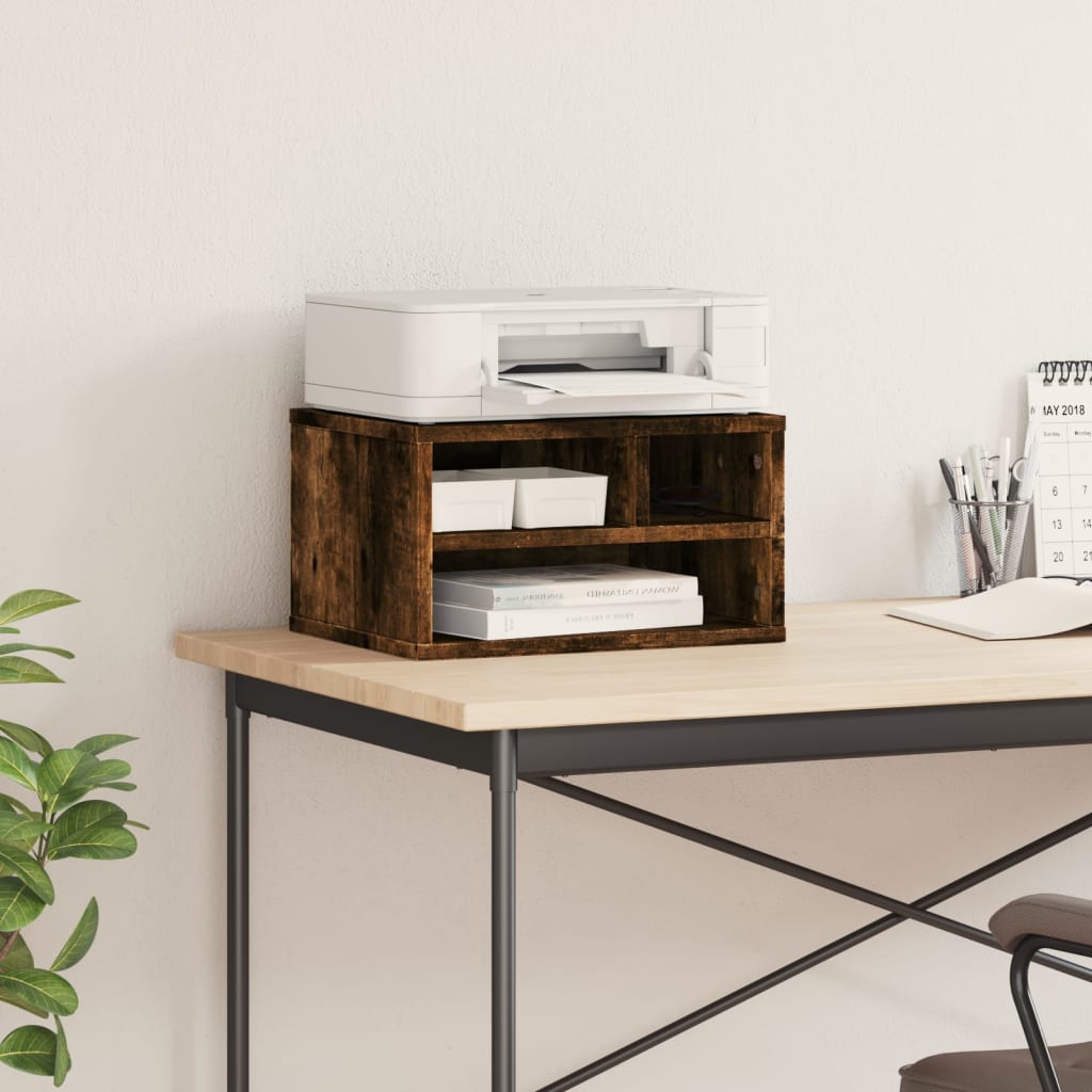 Caja de impresora Vidaxl 40x32x22.5 cm de madera propiedad de roble ahumado