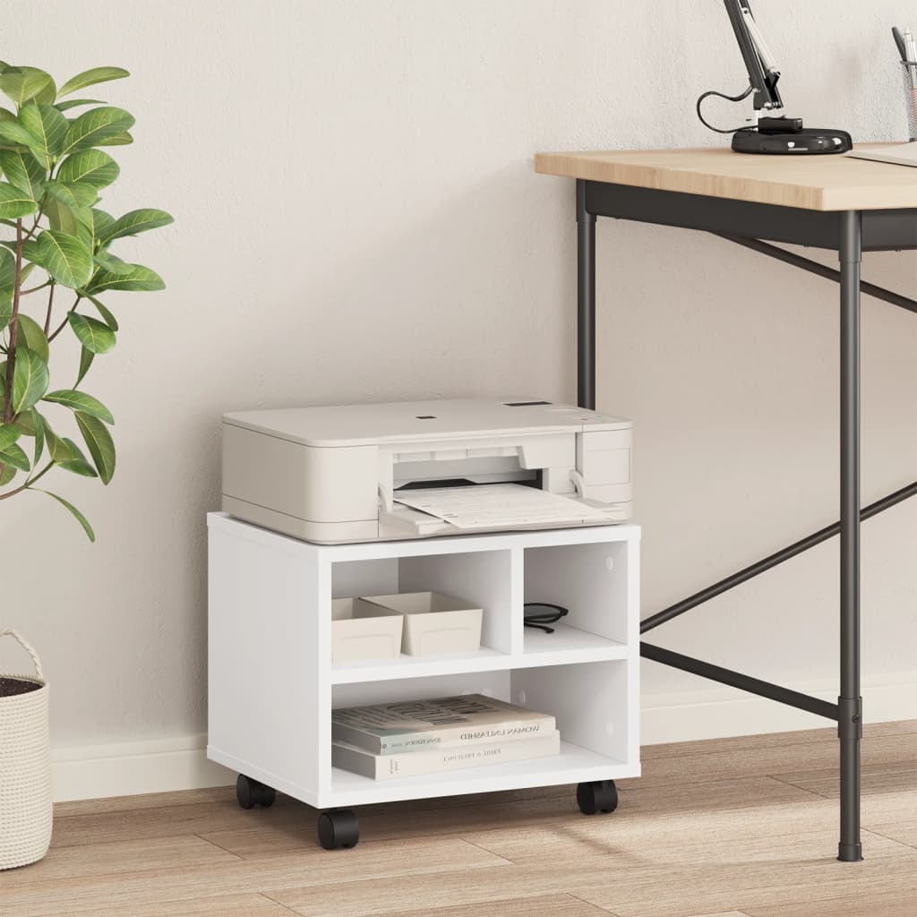 Mobile per stampante VidaXL con ruote 41x32x34,5 cm bianco