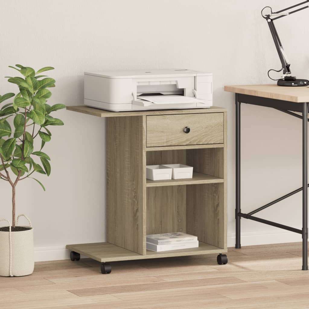Scatola di stampante Vidaxl con ruote 60x40x68.5 cm Sonoma Oak -colorato