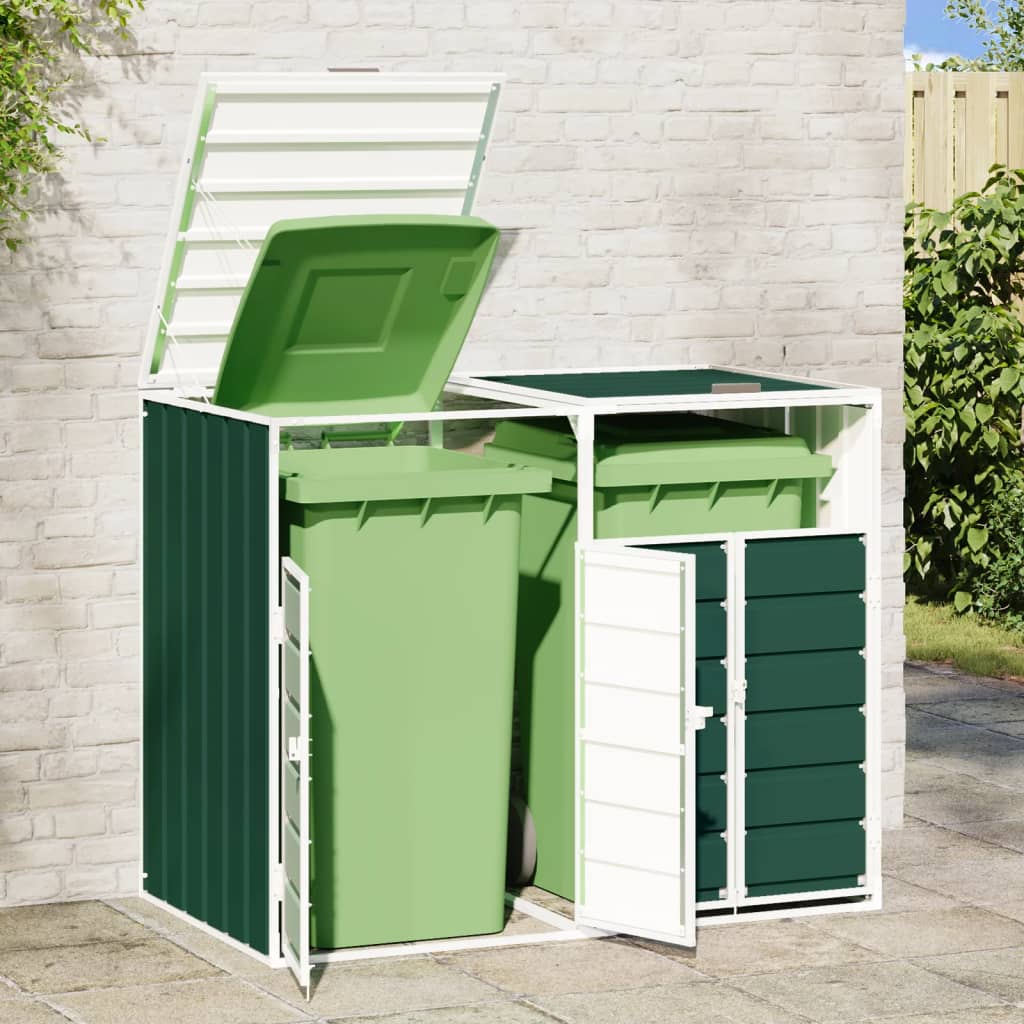 Archiviazione del contenitore Vidaxl per 2 contenitori 144x81x113 cm in acciaio verde
