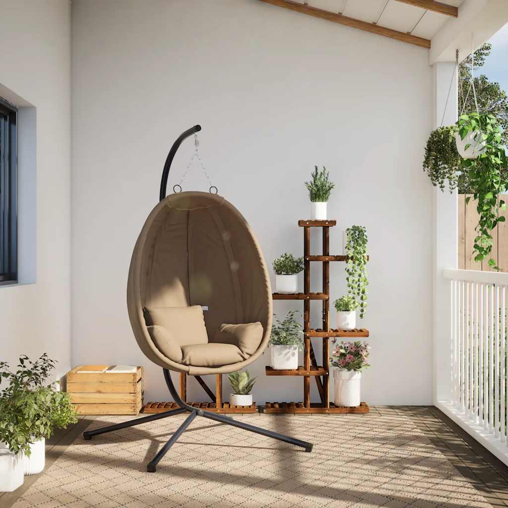Sedia a sospensione Vidaxl con tessuto standard e taupe in acciaio