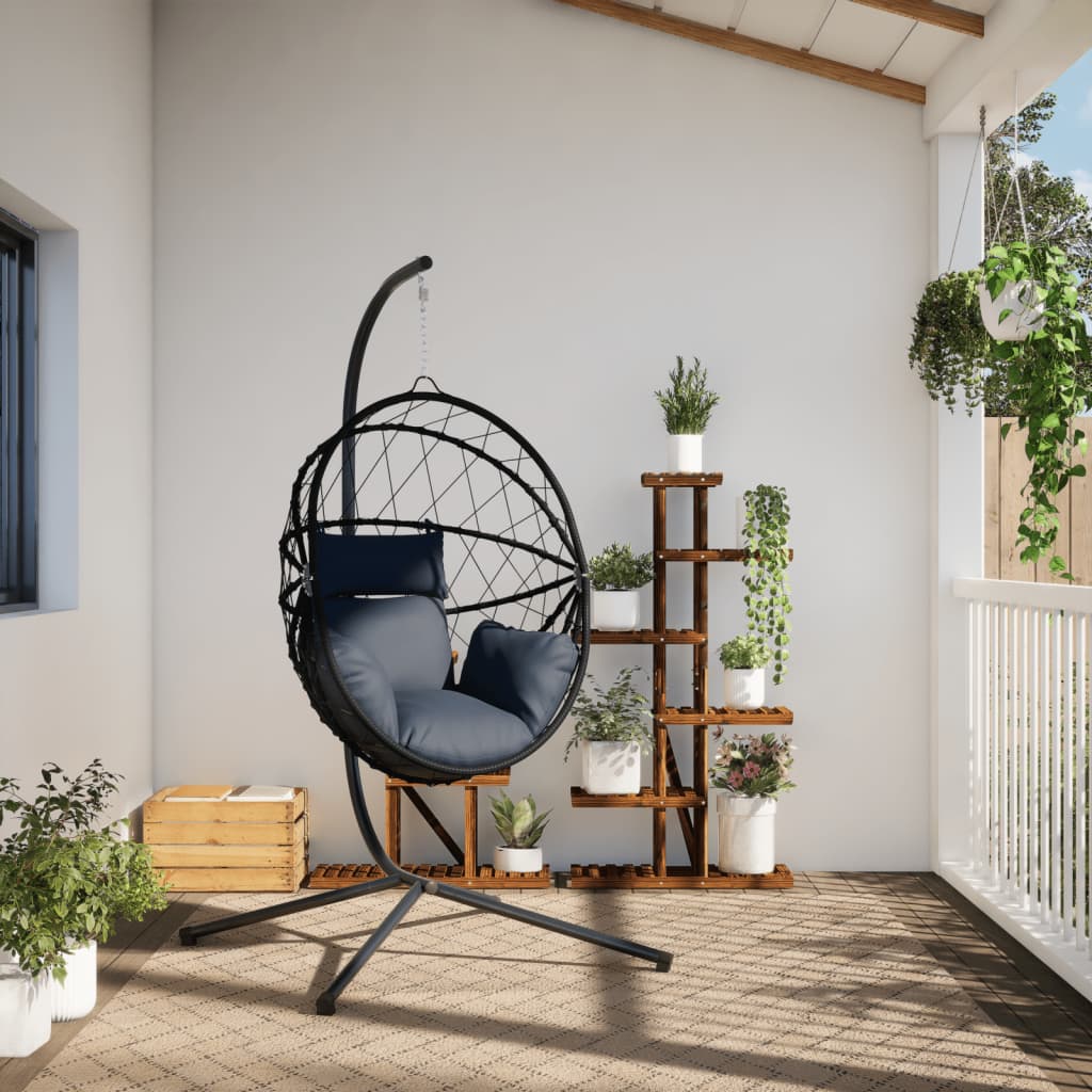 Sedia a sospensione Vidaxl con rattan standard e antracite in acciaio