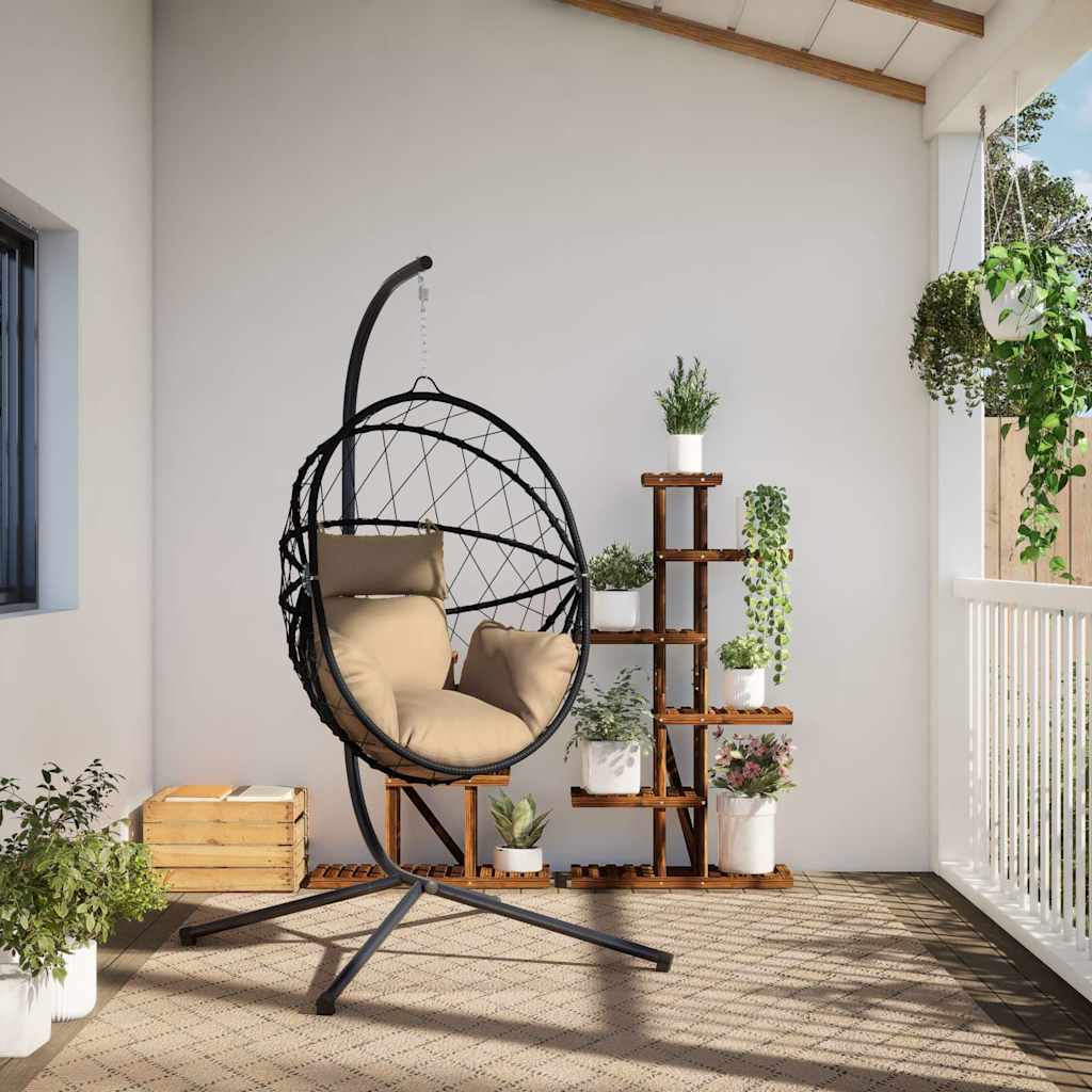 Sedia sospesa Vidaxx con rattan standard e acciaio tortora