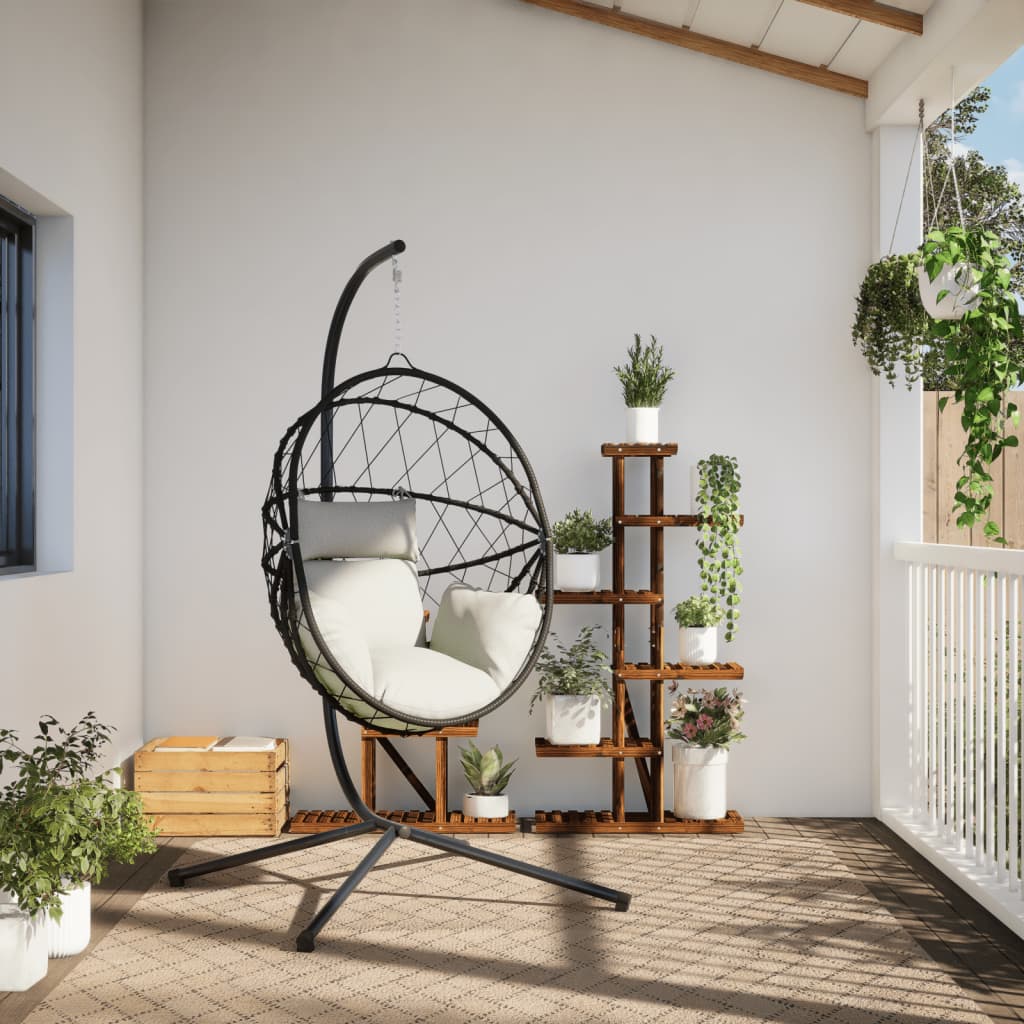 Vidaxl Hanging Sedia con rattan standard e beige in acciaio