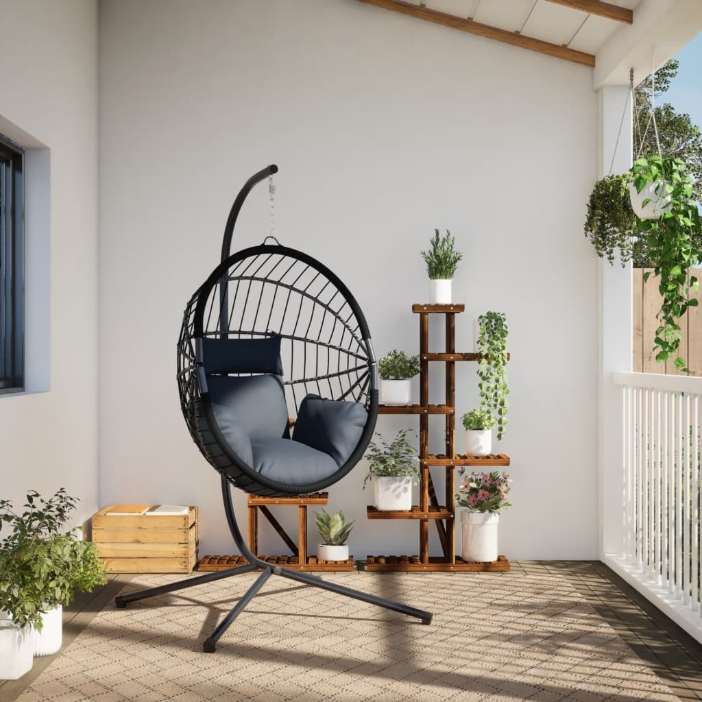 Sedia a sospensione Vidaxl con rattan standard e antracite in acciaio