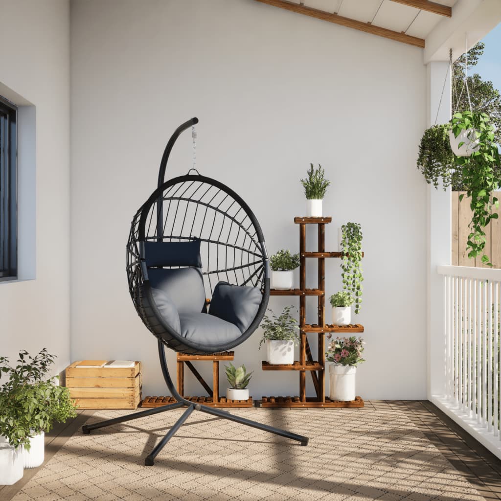 Vidaxl sedia sospesa con rattan standard e grigio chiaro in acciaio