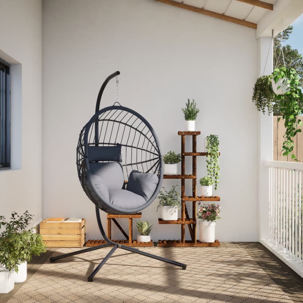 Vidaxl sedia sospesa con rattan standard e grigio in acciaio