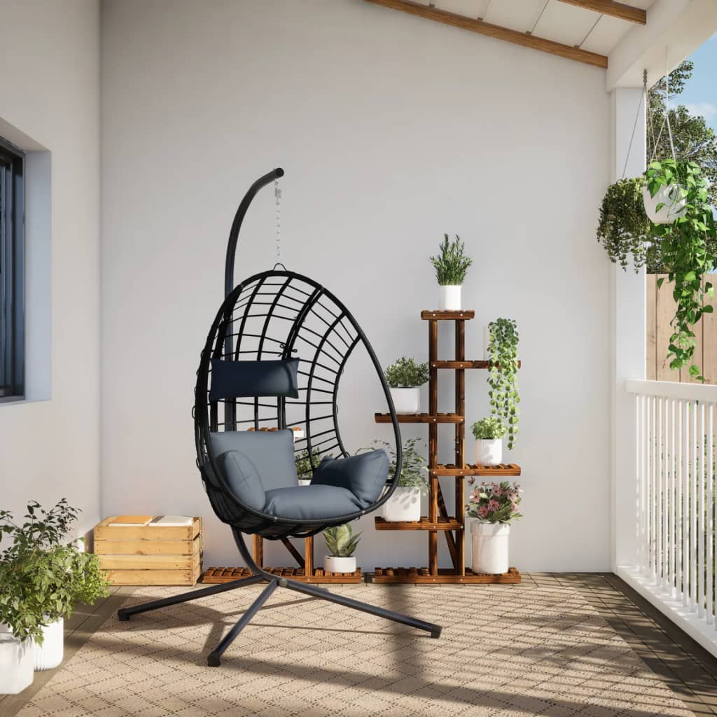 Sedia a sospensione Vidaxl con rattan standard e antracite in acciaio