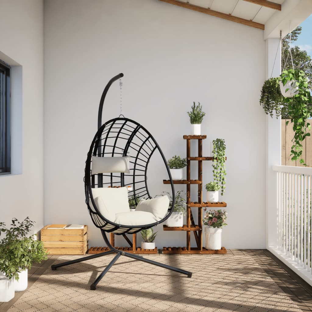 Vidaxl Hanging Sedia con rattan standard e beige in acciaio