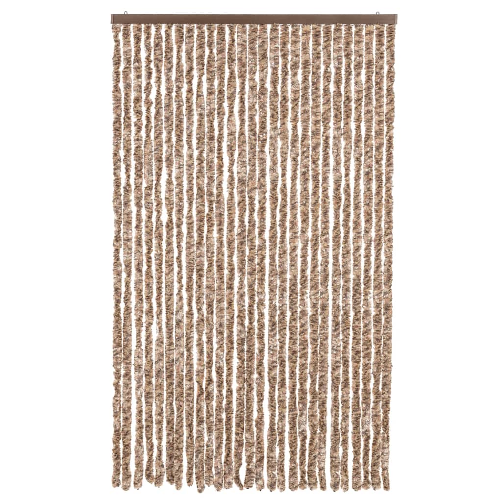 Cortina de mosca Vidaxl 118x220 cm chenille beige y marrón oscuro