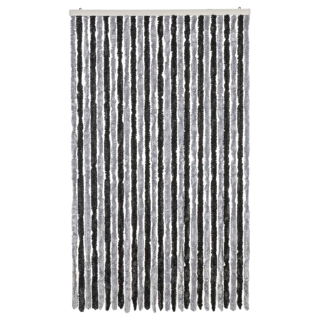 Vidaxl Fly Curtain 118x220 cm Chenille grigio e nero