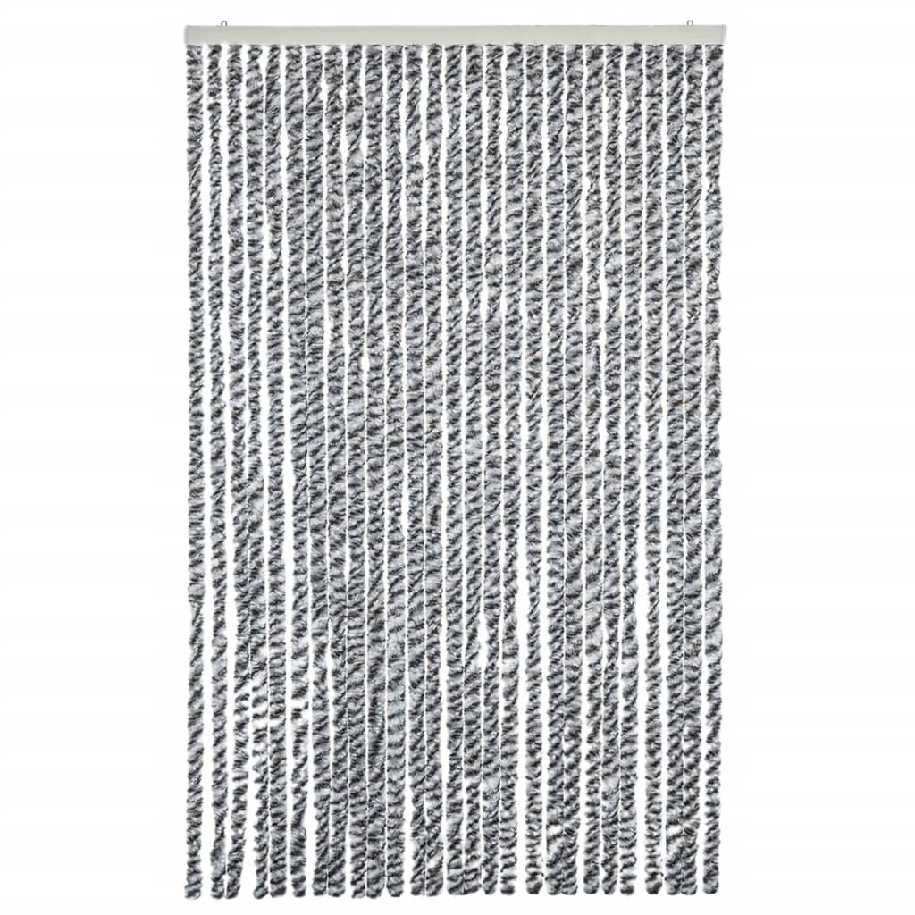 Cortina de mosca Vidaxl 118x220 cm Chenille Grey and Black and White